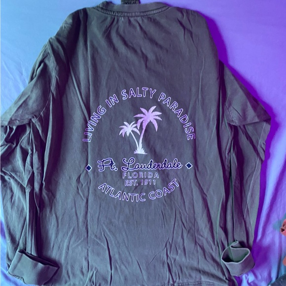 Tribe Dark Green Fort Lauderdale Florida Long Sleeve Men’s T Shirt - Picture 4 of 4